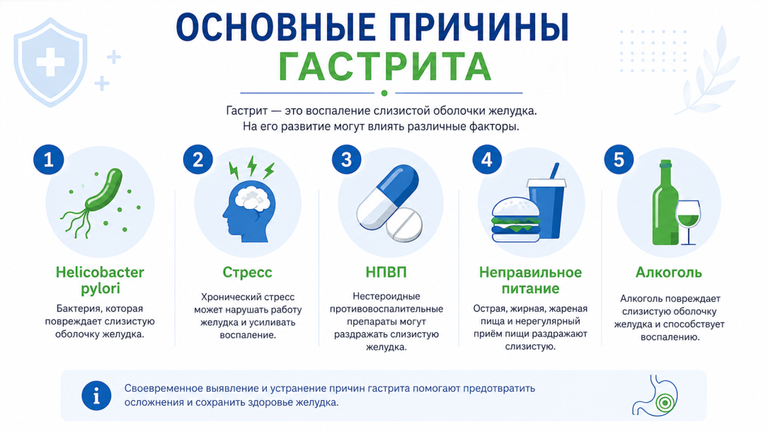 причины гастрита инфографика